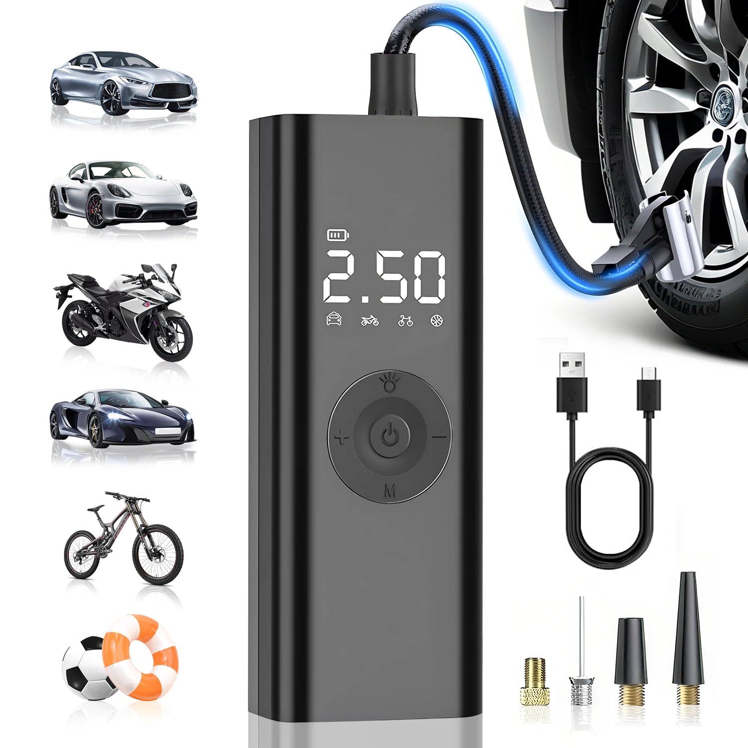 Wireless Electric Car Air Pump Portable Air Compressor Smart Tire Inflator Pump for Motorcycle Bicycle Boat AUTO Tyre Balls