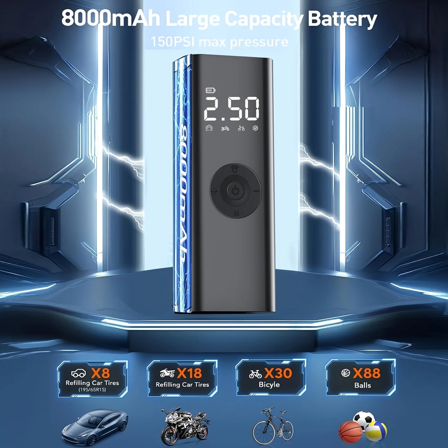 Wireless Electric Car Air Pump Portable Air Compressor Smart Tire Inflator Pump for Motorcycle Bicycle Boat AUTO Tyre Balls