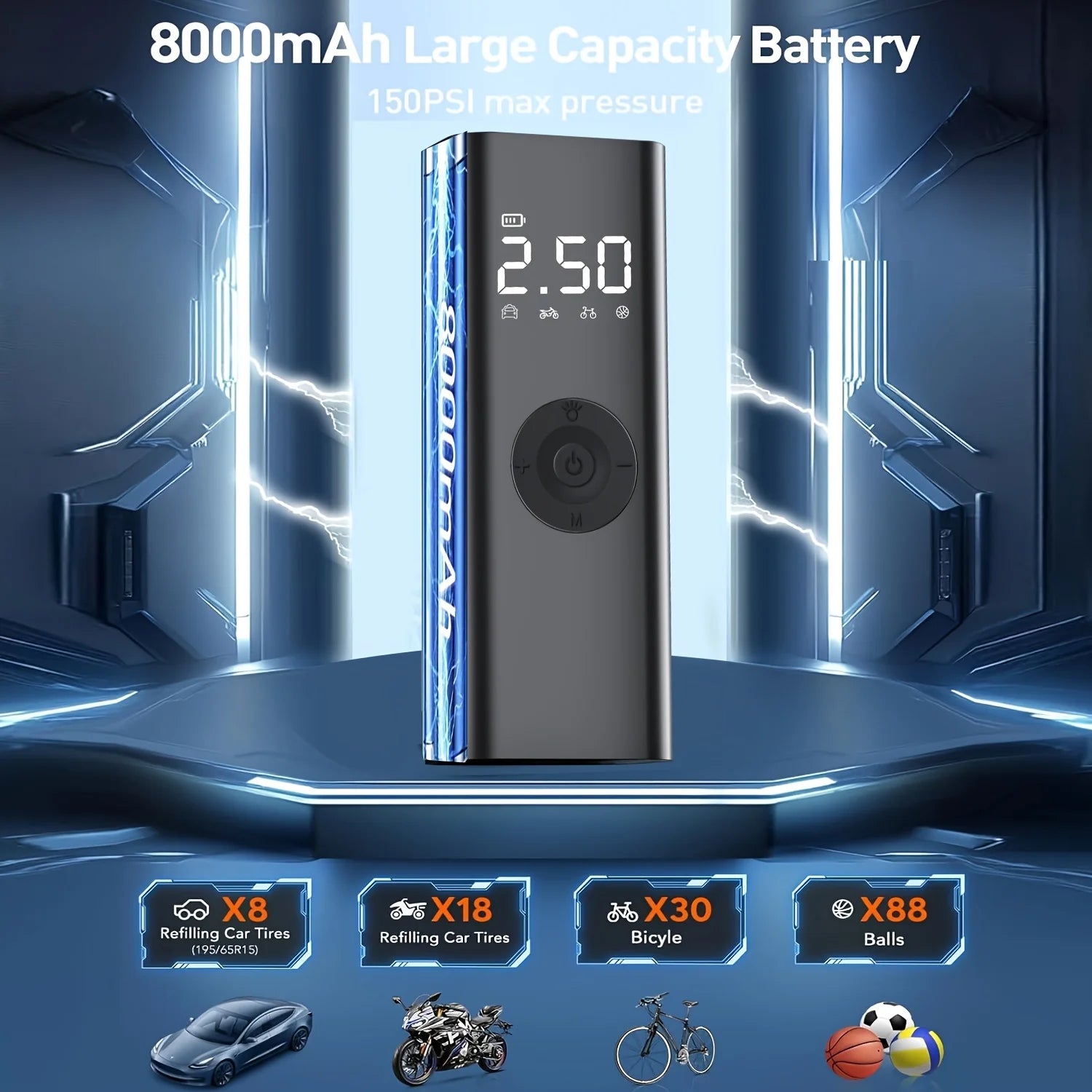 Wireless Electric Car Air Pump Portable Air Compressor Smart Tire Inflator Pump for Motorcycle Bicycle Boat AUTO Tyre Balls